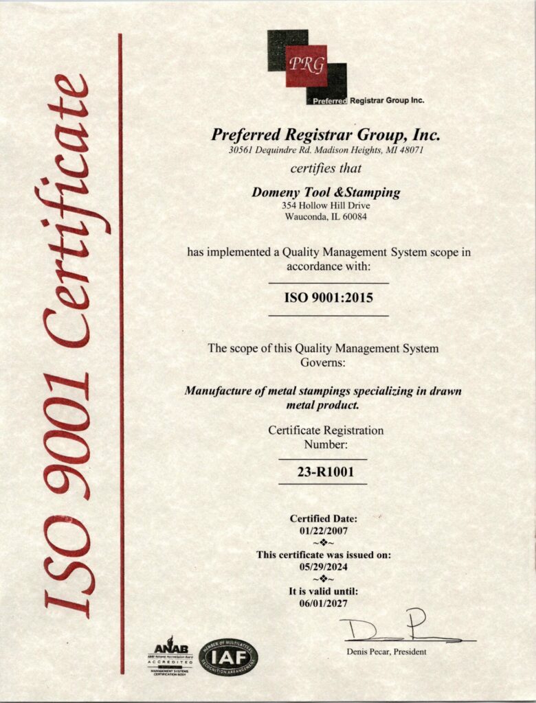 domenytool iso 9001 certificate 2024